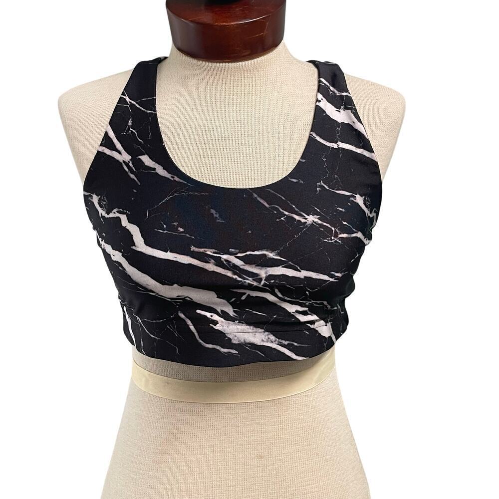Terez New York Black Marble Sports Bra Size Large NEW Racerback Athletic
